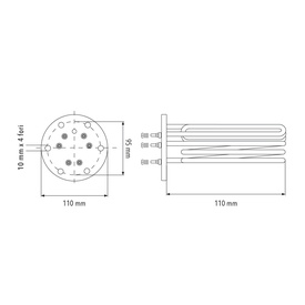 RESISTENZA FLANGIA 4 FORI ø=mm.110 L=mm.110 W.4500 V.230/400