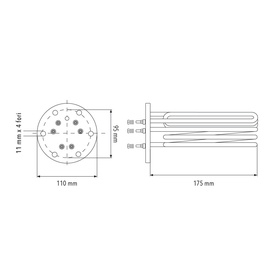 RESISTENZA FLANGIA 4 FORI ø=mm.110 L=mm.175 W.5500 V.230/400