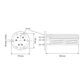 HEATER 4 HOLE FLANGE ø=mm.110 L.=mm.160 W.2800 V.230/400 GT 