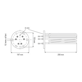 RESISTENZA FLANGIA 6 FORI ø=mm147 L=mm.200 W5000 V230/400 GT
